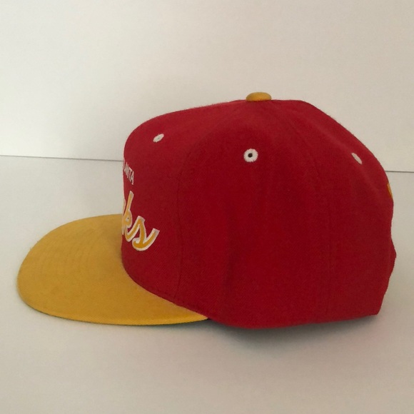 Vintage Atlanta Hawks Snapback Hat Red Yellow - Picture 4 of 5